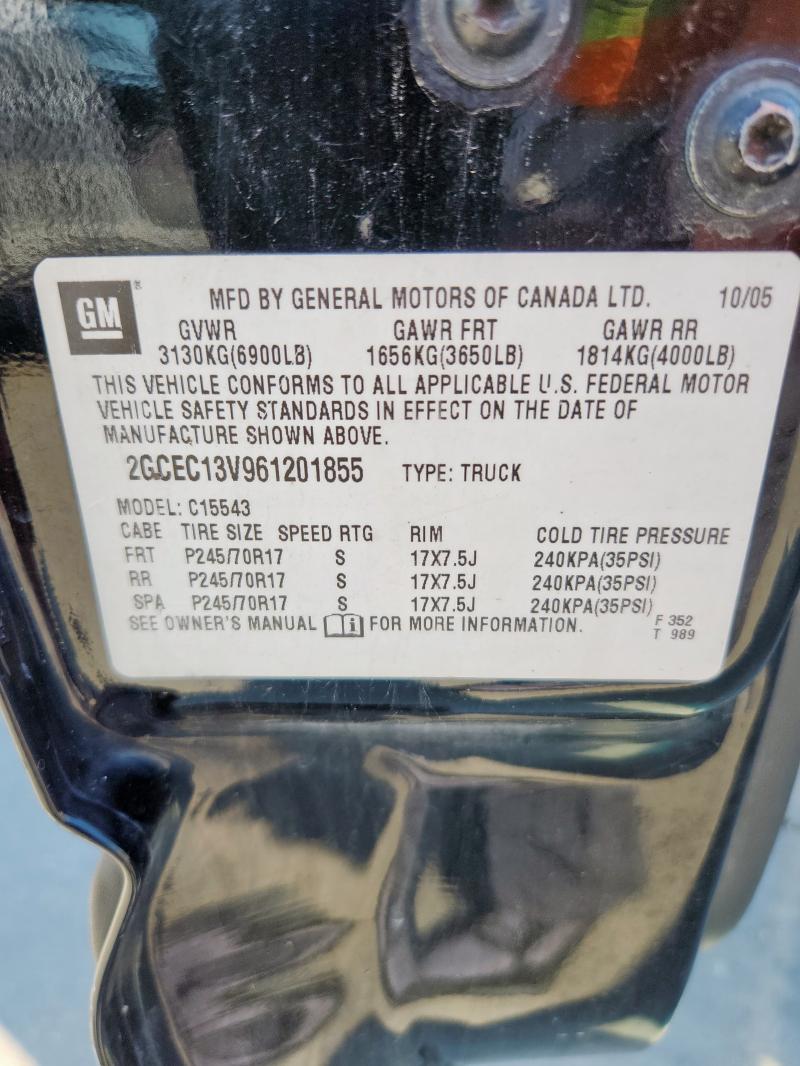 2GCEC13V961201855 - 2006 CHEVROLET SILVERADO C1500 BLACK photo 12