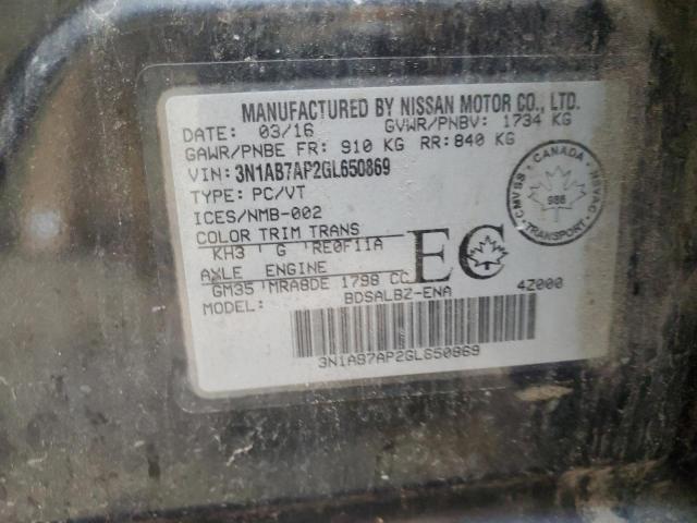 3N1AB7AP2GL650869 - 2016 NISSAN SENTRA S BLACK photo 13