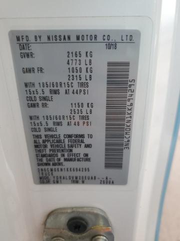 3N6CM0KN1KK694295 - 2019 NISSAN NV200 2.5S WHITE photo 13