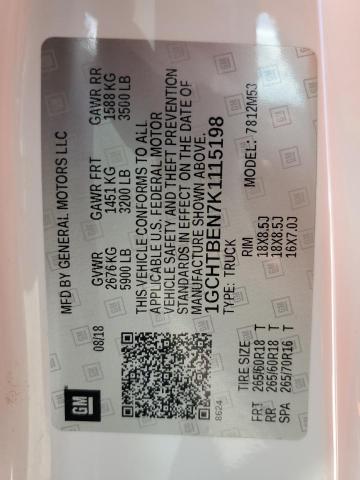 1GCHTBEN7K1115198 - 2019 CHEVROLET COLORADO თეთრი ფოტო 12