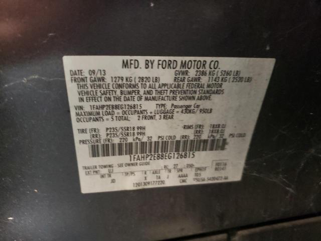 1FAHP2E88EG126815 - 2014 FORD TAURUS SEL GRAY photo 12