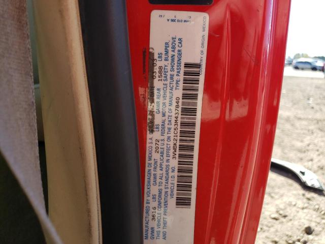 3VWBK21C53M437840 - 2003 VOLKSWAGEN NEW BEETLE GL 红色 照片 12