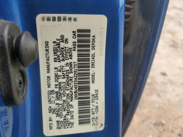 1NXBU4EE5AZ291707 - 2010 TOYOTA COROLLA BASE BLUE photo 12