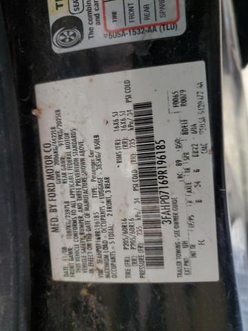 3FAHP07169R196185 - 2009 FORD FUSION SE BLACK photo 12