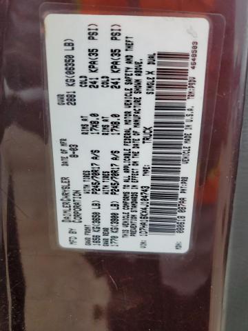 1D7HA16KX4J104743 - 2004 DODGE RAM 1500 ST BURGUNDY photo 12