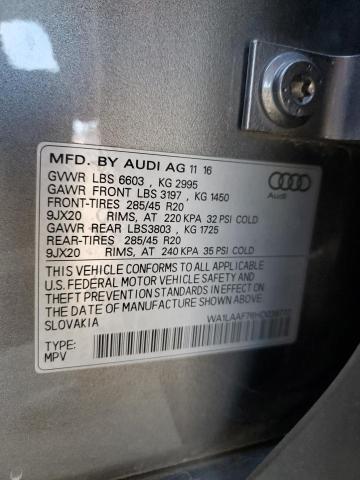 WA1LAAF76HD038772 - 2017 AUDI Q7 PREMIUM PLUS GRAY photo 13