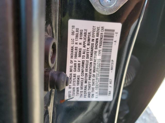 19XFC2F5XJE035315 - 2018 HONDA CIVIC LX 黑色 照片 12