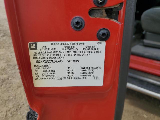 1GCHK29U24E346445 - 2004 CHEVROLET SILVERADO K2500 HEAVY DUTY RED photo 12