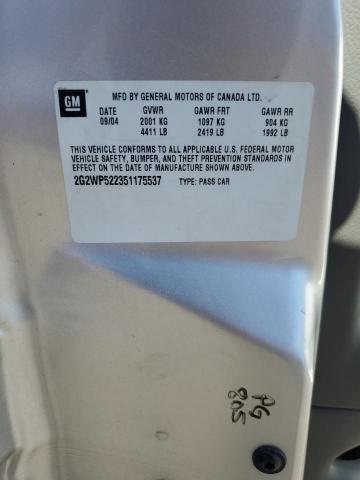 2G2WP522351175537 - 2005 PONTIAC GRAND PRIX 银色 照片 12