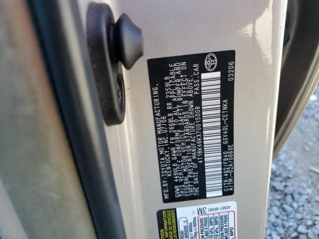 4T1BK46KX7U015008 - 2007 TOYOTA CAMRY LE 棕色 照片 12