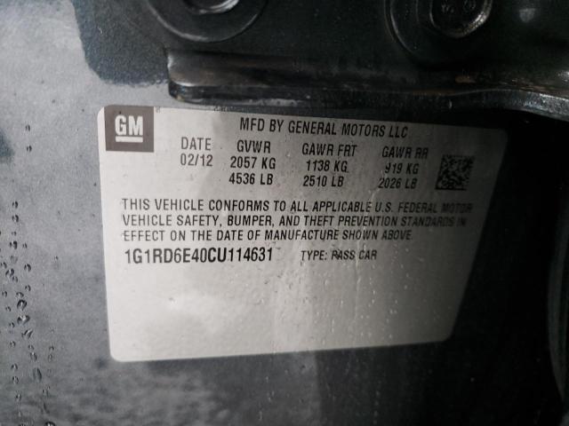 1G1RD6E40CU114631 - 2012 CHEVROLET VOLT GRAY photo 12