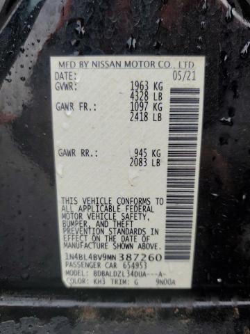 1N4BL4BV9MN387260 - 2021 NISSAN ALTIMA S შავი ფოტო 13