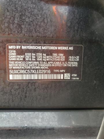 5UXCR6C57KLL02916 - 2019 BMW X5 XDRIVE40I BLACK photo 13