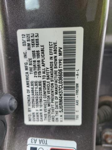 5J6RM4H37CL036606 - 2012 HONDA CR-V LX Gris foto 14