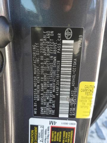 4T4BF3EK1BR189628 - 2011 TOYOTA CAMRY BASE Сірий фото 12