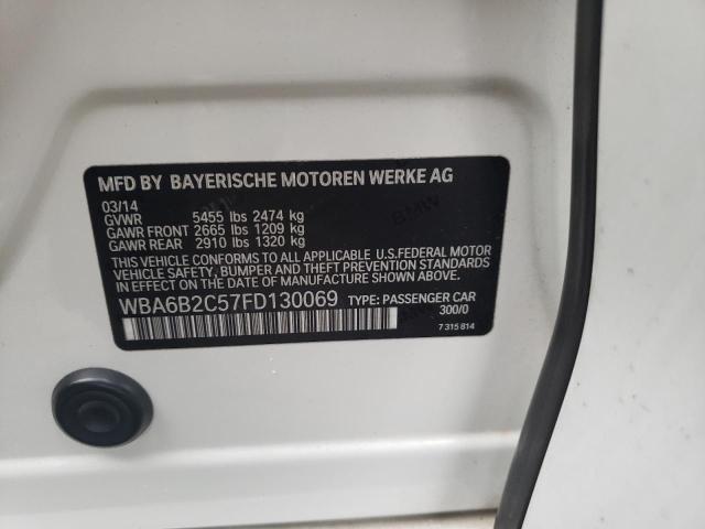 WBA6B2C57FD130069 - 2015 BMW 650 I GRAN COUPE WHITE photo 12