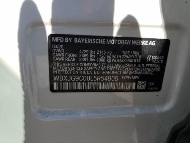 WBXJG9C00L5R54905 - 2020 BMW X1 XDRIVE28I თეთრი ფოტო 12