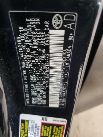 2T1BURHE1KC198548 - 2019 TOYOTA COROLLA L BLACK photo 12