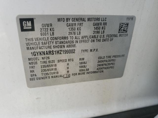 1GYKNARS1HZ199002 - 2017 CADILLAC XT5 Ağ foto 13