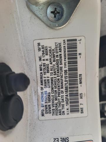 1HGFA16867L015106 - 2007 HONDA CIVIC EX WHITE photo 12