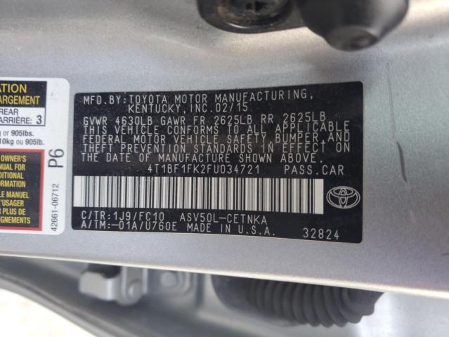 4T1BF1FK2FU034721 - 2015 TOYOTA CAMRY LE SILVER photo 12