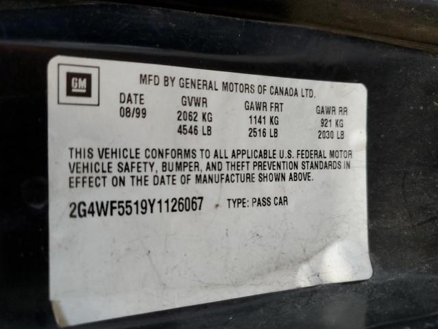 2G4WF5519Y1126067 - 2000 BUICK REGAL GS Қара фото 12