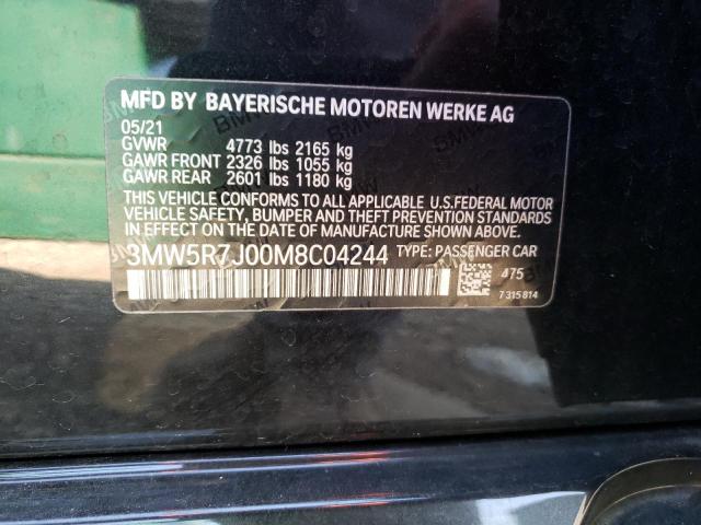 3MW5R7J00M8C04244 - 2021 BMW 330XI BLACK photo 12