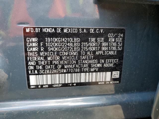 3CZRZ2H75RM770788 - 2024 HONDA HR-V EXL BLUE photo 12