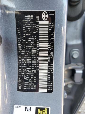 5YFEPMAE3NP379561 - 2022 TOYOTA COROLLA LE BLUE photo 12