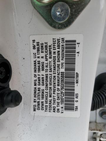 19XFC2F76GE065888 - 2016 HONDA CIVIC EX WHITE photo 12