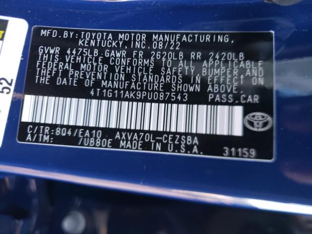 4T1G11AK9PU087543 - 2023 TOYOTA CAMRY SE NIGHT SHADE BLUE photo 12