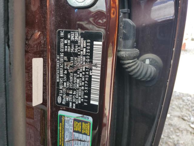 5XYPHDA18GG029689 - 2016 KIA SORENTO EX BURGUNDY photo 13