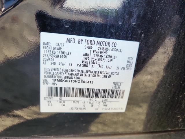 1FM5K8GT0HGE02419 - 2017 FORD EXPLORER SPORT შავი ფოტო 13