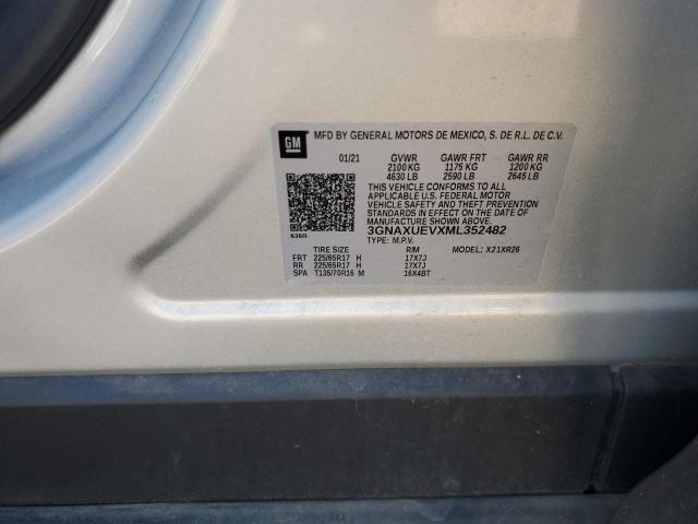 3GNAXUEVXML352482 - 2021 CHEVROLET EQUINOX LT Сріблястий фото 14