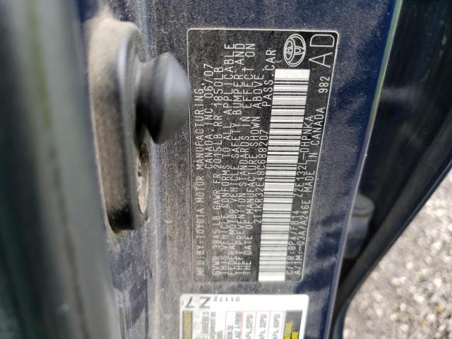 2T1KR32E48C688207 - 2008 TOYOTA COROLLA MA XR BLUE photo 12