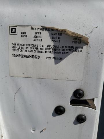 1G4HP52K6WH506724 - 1998 BUICK LESABRE CUSTOM WHITE photo 12