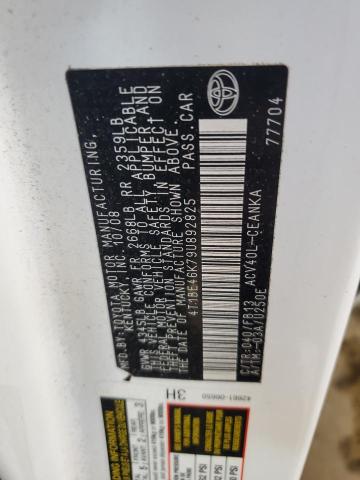 4T1BE46K79U892825 - 2009 TOYOTA CAMRY BASE WHITE photo 12