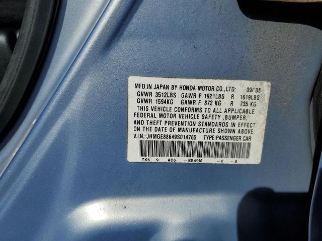 JHMGE88649S014765 - 2009 HONDA FIT SPORT BLUE photo 12