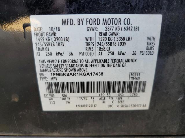 1FM5K8AR1KGA17438 - 2019 FORD EXPLORER POLICE INTERCEPTOR 黑色 照片 13