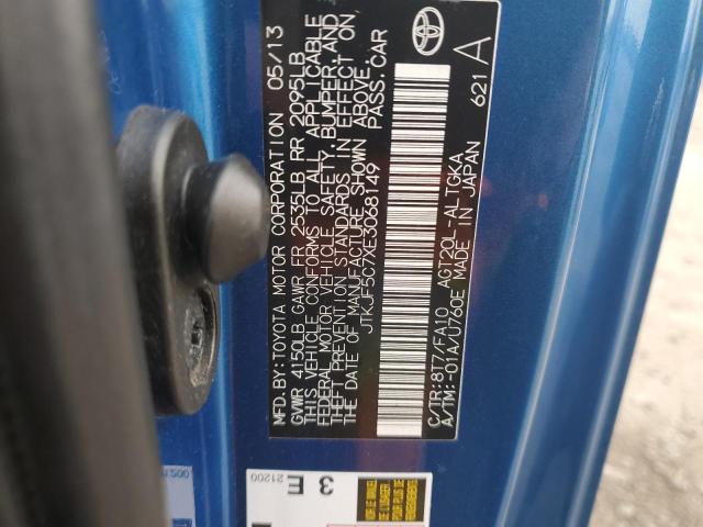 JTKJF5C7XE3068149 - 2014 TOYOTA SCION TC BLUE photo 12