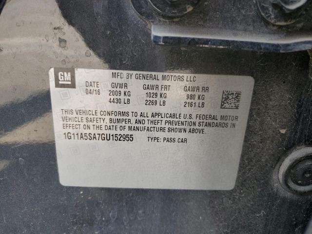 1G11A5SA7GU152955 - 2016 CHEVROLET MALIBU LIM LS GRAY photo 12