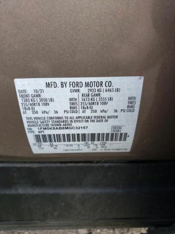 1FM5K8AB8MGC32157 - 2021 FORD EXPLORER POLICE INTERCEPTOR 棕色 照片 13