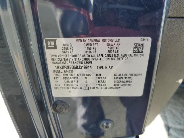 1GKKRNED6BJ319914 - 2011 GMC ACADIA SLE 蓝色 照片 13