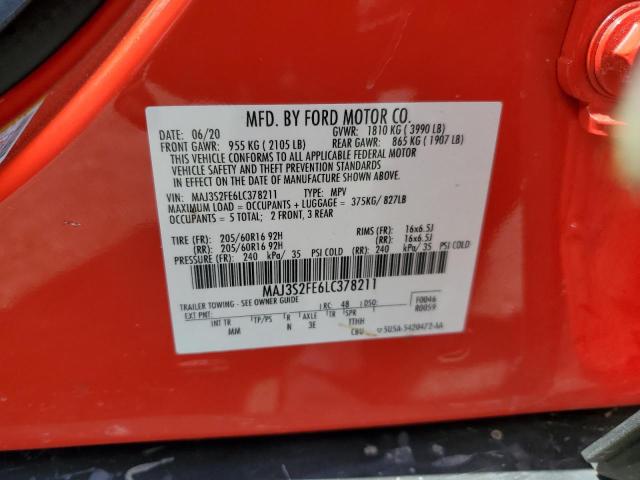 MAJ3S2FE6LC378211 - 2020 FORD ECOSPORT S 红色 照片 12