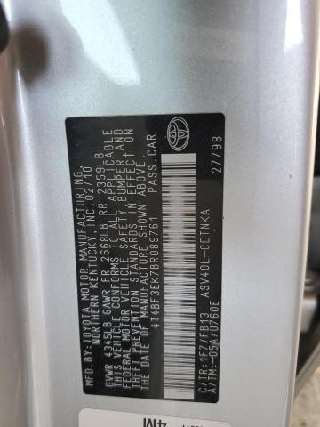 4T4BF3EK7BR089761 - 2011 TOYOTA CAMRY BASE SILVER photo 12