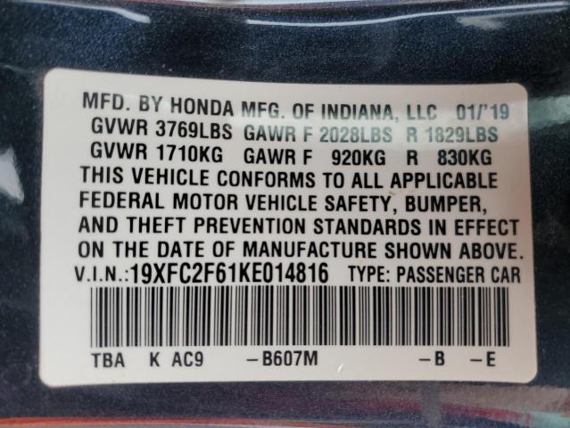 19XFC2F61KE014816 - 2019 HONDA CIVIC LX CHARCOAL photo 12