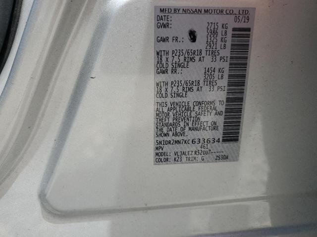 5N1DR2MN7KC633634 - 2019 NISSAN PATHFINDER S Сріблястий фото 13