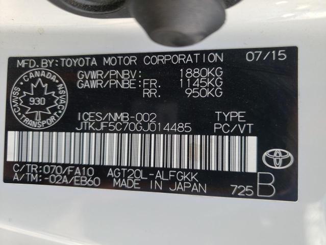 JTKJF5C70GJ014485 - 2016 TOYOTA SCION TC WHITE photo 13