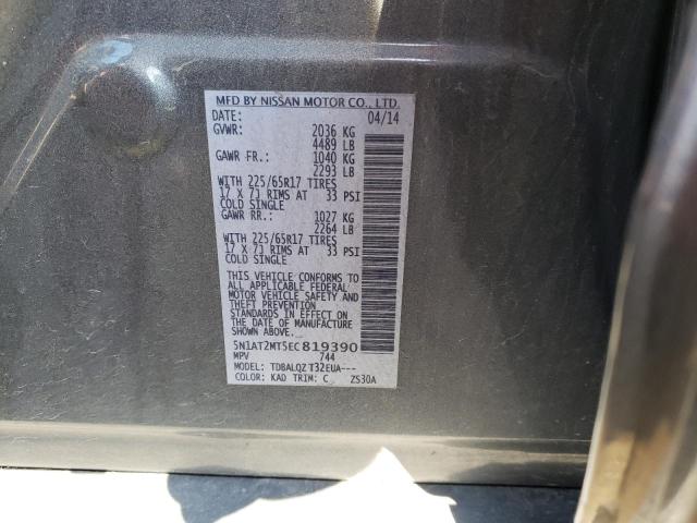 5N1AT2MT5EC819390 - 2014 NISSAN ROGUE S GRAY photo 13