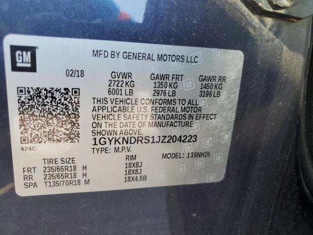 1GYKNDRS1JZ204223 - 2018 CADILLAC XT5 LUXURY Синій фото 14